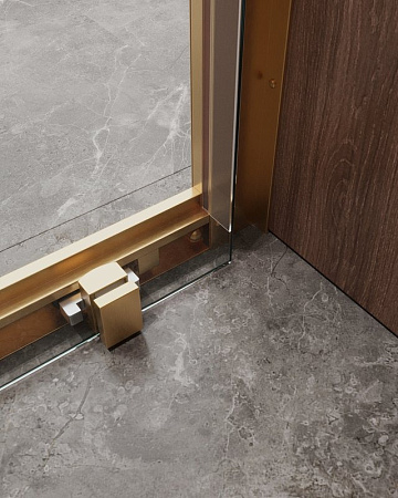 Душевая дверь в нишу Cezares Molveno MOLVENO-BF-1-160-C-BORO-IV профиль брашированное золото, стекло прозрачное